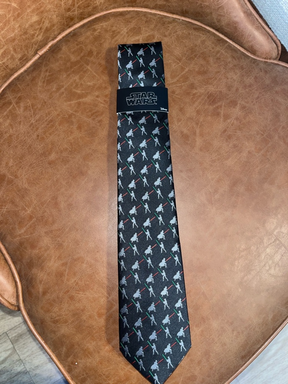 Star Wars Black Tie with Multicolor Lightsaber Pattern